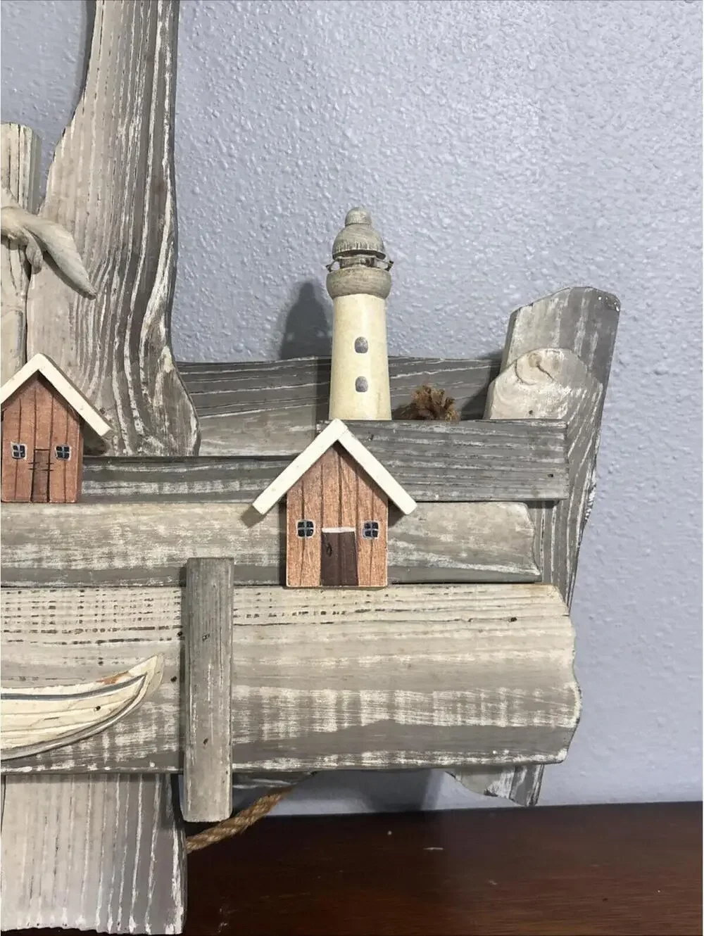 Beachcombers Vintage Wood Plaque Lighthouse Fish Houses Boat Seagull Nautical